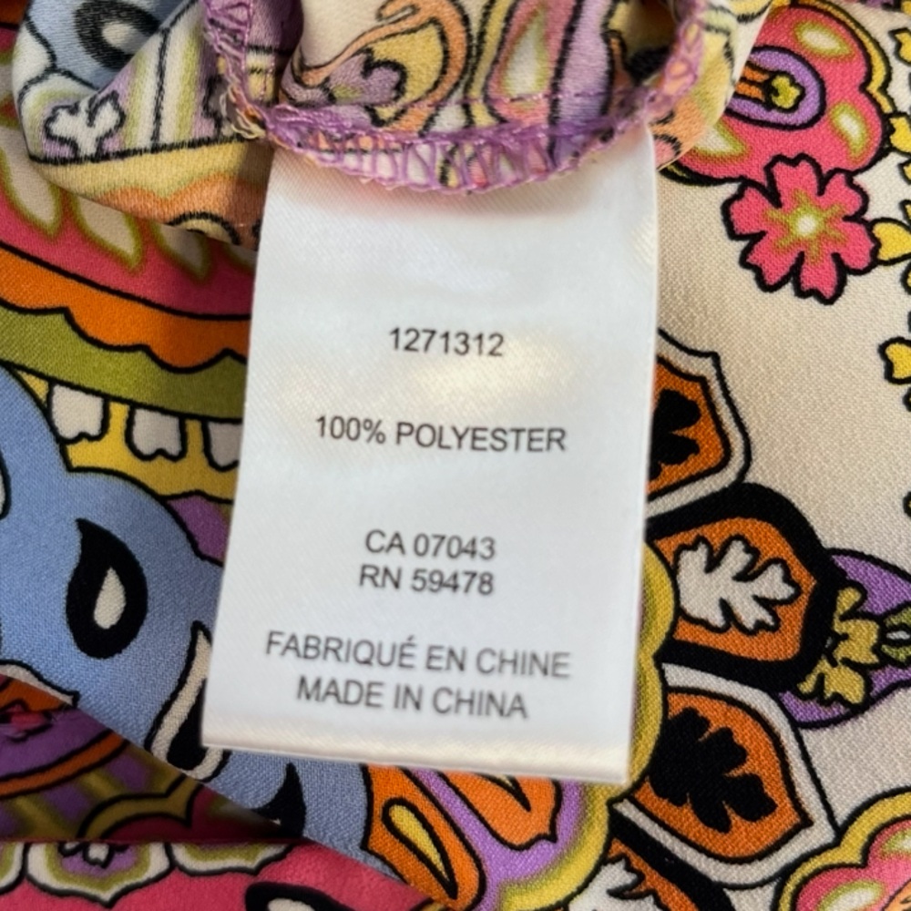Rachel Zoe Paisley Button-Front Silky Blouse in Pink Multi - Picture 10 of 10